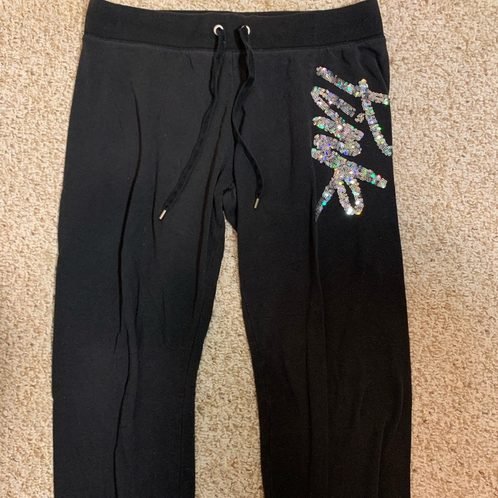 VS PINK black sweatpants with sequins